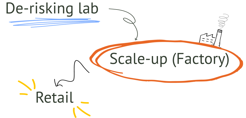 De-risking lab, retail and scale-up factory scheme